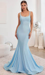Sleeveless Tank Mermaid Open-Back Lace-Up Empire Waistline Scoop Neck Prom Dress with a Brush/Sweep Train