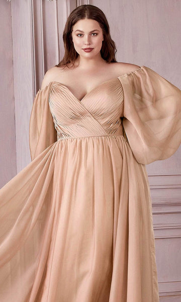 A-line Back Zipper Open-Back Shirred Ruched Bishop Sleeves Natural Waistline Sweetheart Mother-of-the-Bride Dress/Prom Dress with a Brush/Sweep Train