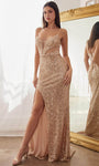 Illusion Asymmetric Lace-Up Cutout Slit Sequined Spaghetti Strap Sheath Natural Waistline Plunging Neck Sweetheart Fall Sheath Dress/Prom Dress with a Brush/Sweep Train