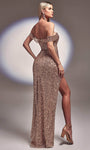 Natural Waistline Sheath Floor Length Slit Sequined Off the Shoulder Sheath Dress/Prom Dress