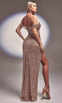 Sheath Off the Shoulder Natural Waistline Floor Length Slit Sequined Sheath Dress/Prom Dress