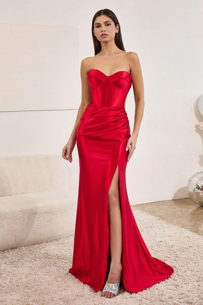 Strapless Corset Natural Waistline Sheath Open-Back Illusion Lace-Up Slit Ruched Floor Length Beaded Trim Sweetheart Sheath Dress/Prom Dress with a Brush/Sweep Train