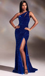 Sexy Natural Waistline Sheath One Shoulder Sequined Sheer Illusion Open-Back Asymmetric Cutout Slit Sheath Dress/Prom Dress with a Brush/Sweep Train