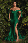 Mermaid Jersey Open-Back Back Zipper Fitted Slit Ruched Natural Waistline Off the Shoulder Fall Evening Dress/Bridesmaid Dress/Mother-of-the-Bride Dress/Prom Dress with a Brush/Sweep Train With a Bow(