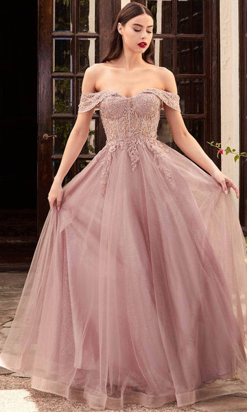 Sexy A-line Applique Lace-Up Beaded Fitted Off the Shoulder Floral Print Corset Natural Waistline Fit-and-Flare Lace Floor Length Prom Dress