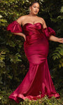 Back Zipper Natural Waistline Mermaid Satin Puff Sleeves Sleeves Off the Shoulder Sweetheart Dress