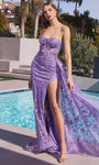 Strapless Applique Beaded Slit Open-Back Sheer Draped Floor Length Natural Waistline Sweetheart Sheath Sheath Dress/Evening Dress with a Brush/Sweep Train