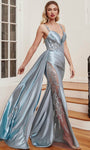 Pleated Sequined Sheer Illusion Sheath Plunging Neck Sweetheart Natural Waistline Satin Sheath Dress/Prom Dress with a Brush/Sweep Train With a Sash