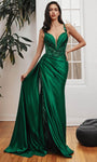 Satin Pleated Illusion Sequined Sheer Natural Waistline Sheath Plunging Neck Sweetheart Sheath Dress/Prom Dress with a Brush/Sweep Train With a Sash