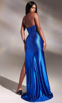 V-neck Strapless Sheath Basque Corset Waistline Satin Slit Sheer Illusion Beaded Glittering Sheath Dress/Prom Dress with a Brush/Sweep Train