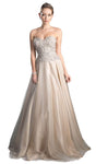 A-line Strapless Floor Length Sweetheart Fitted Back Zipper Beaded Peplum Tulle Evening Dress