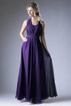 A-line Chiffon Natural Waistline Floor Length Ruched Flowy Wrap Evening Dress