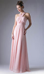 A-line Chiffon Wrap Ruched Flowy Natural Waistline Floor Length Evening Dress