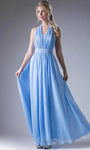 A-line Chiffon Natural Waistline Wrap Flowy Ruched Floor Length Evening Dress