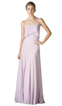 A-line V-neck Scoop Neck Sleeveless Spaghetti Strap Floor Length Gathered Open-Back Party Dress With Ruffles