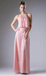 A-line Sleeveless Spaghetti Strap Halter Back Zipper Floor Length Natural Waistline Evening Dress