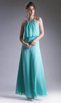 A-line Halter Floor Length Sleeveless Spaghetti Strap Natural Waistline Back Zipper Evening Dress