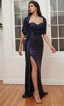 Strapless Sheath Slit Open-Back Sequined Draped Back Zipper Sweetheart Natural Waistline Sheath Dress/Evening Dress with a Brush/Sweep Train With a Sash