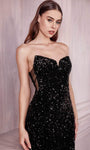 V-neck Strapless Sheath Floor Length Natural Waistline Lace-Up Sequined Open-Back Sheer Fitted Sheath Dress/Evening Dress/Prom Dress with a Brush/Sweep Train