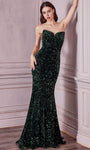 V-neck Strapless Sheath Natural Waistline Sequined Fitted Lace-Up Open-Back Sheer Floor Length Sheath Dress/Evening Dress/Prom Dress with a Brush/Sweep Train