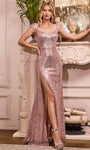 Sheath Lace-Up Sequined Slit Open-Back Cap Sleeves Sweetheart Natural Waistline Sheath Dress/Prom Dress with a Brush/Sweep Train