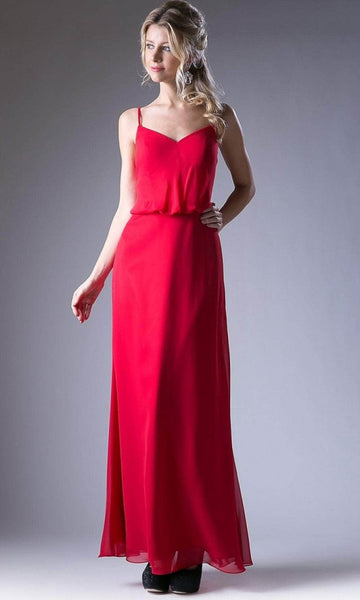 Sophisticated V-neck Sheath Floor Length Natural Waistline Sleeveless Spaghetti Strap Goddess Back Zipper Chiffon Sheath Dress with a Brush/Sweep Train