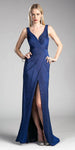 V-neck Back Zipper V Back Slit Ruched Floor Length Sleeveless Sheath Sheath Dress with a Brush/Sweep Train