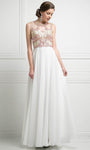 A-line Sleeveless Beaded Cutout Sheer Crystal Keyhole Flowy Evening Dress with a Brush/Sweep Train by Ladivine