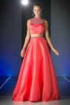 A-line High-Neck Beaded Fitted Pleated Party Dress