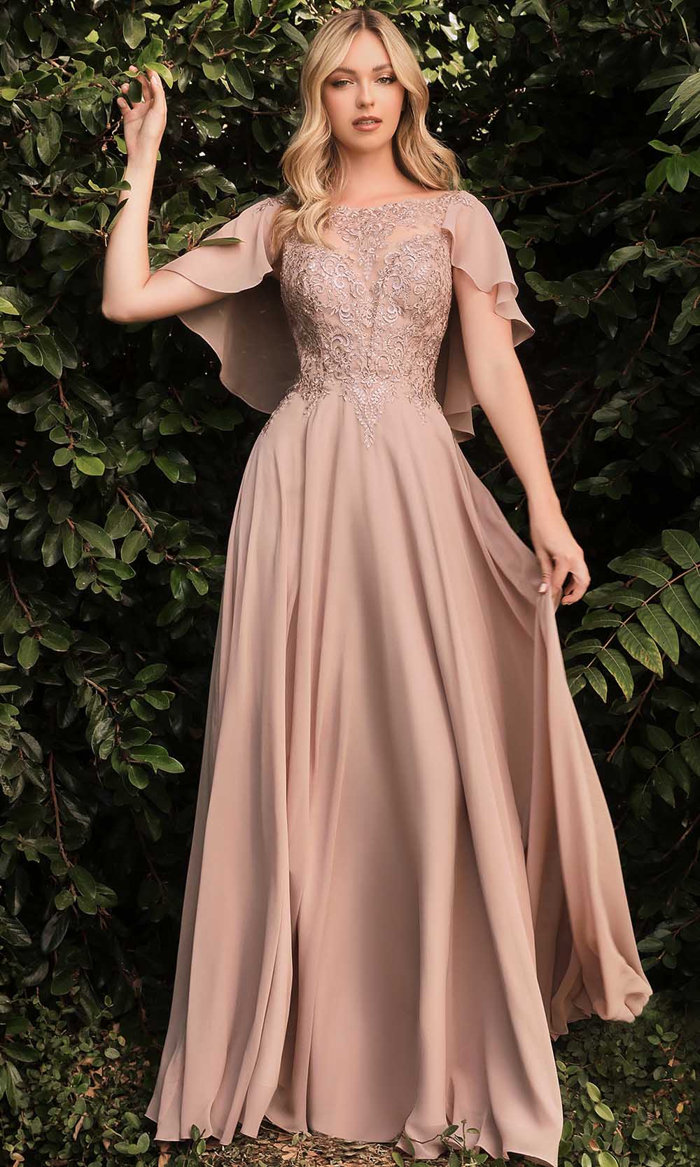 Ladivine HT101 - Illusion Bateau Chiffon Formal Dress
