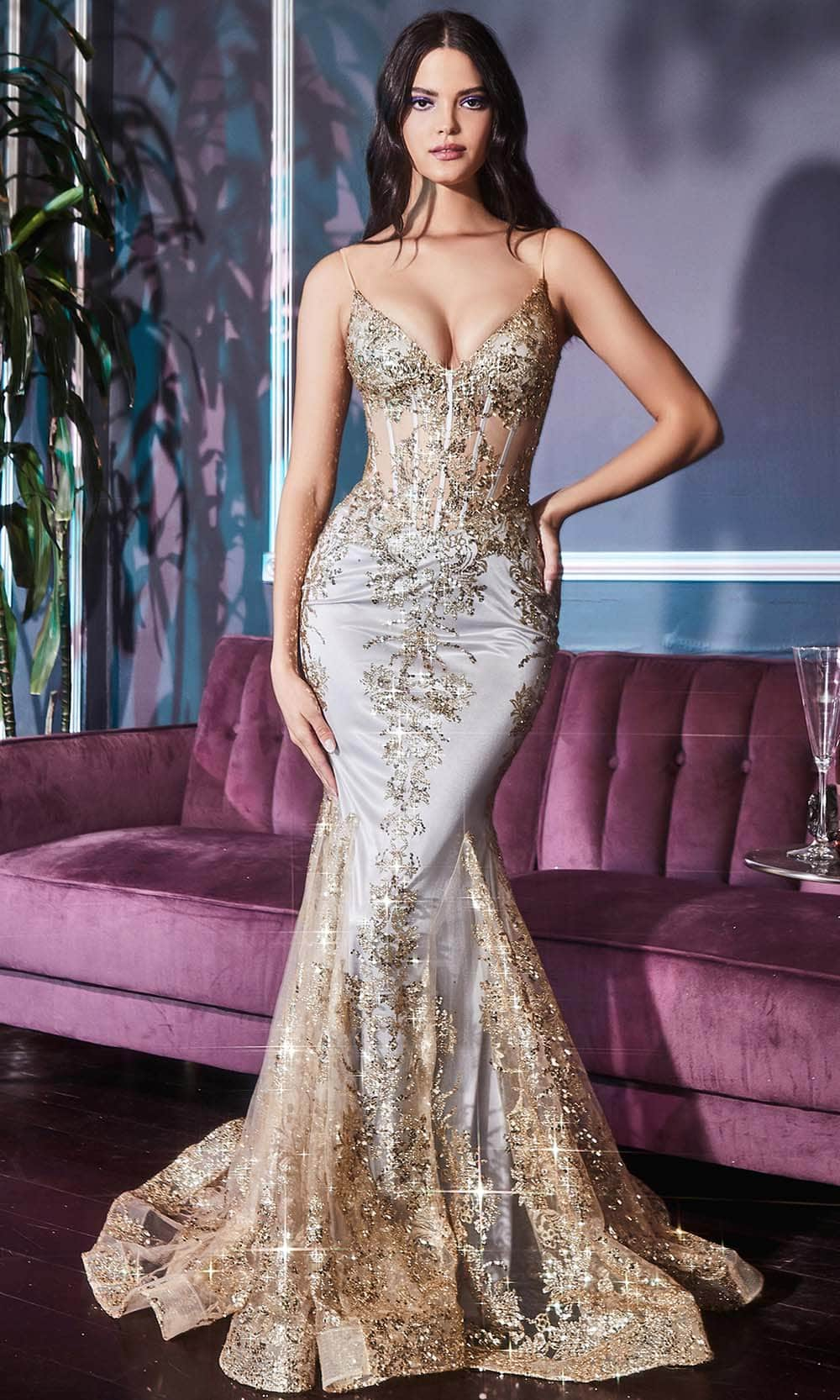 Ladivine J810 - Shimmer Corset Bodice Junior Prom Gown
