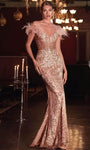 V-neck Goddess Back Zipper Beaded Mesh Fitted Plunging Neck Off the Shoulder Fit-and-Flare Mermaid Corset Natural Waistline Dress with a Brush/Sweep Train