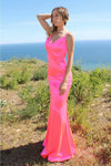 V-neck Sleeveless Spaghetti Strap Satin Wrap Backless Fitted Natural Waistline Mermaid Evening Dress