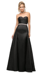 A-line Strapless Sweetheart Natural Waistline Back Zipper Fitted Belted Pleated Crystal Beaded Floor Length Party Dress