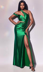 Asymmetric Ruched Back Zipper Fitted Goddess Cutout Sheer Slit Natural Waistline Sheath Satin Off the Shoulder Sheath Dress/Prom Dress with a Brush/Sweep Train