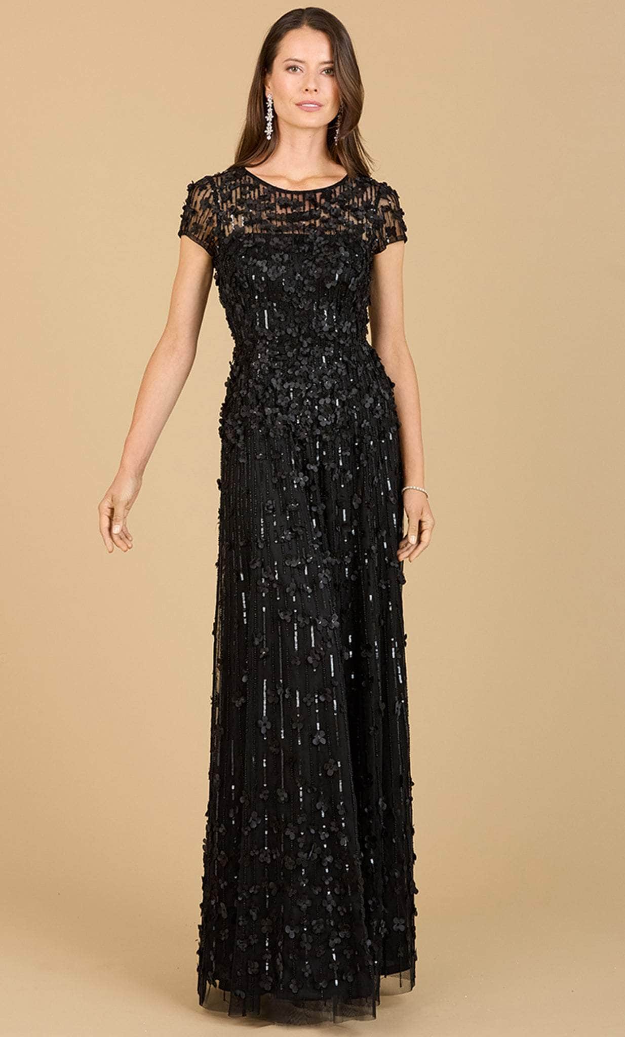 Lara Dresses 29181 - Cap Sleeve Embroidered Evening Dress
