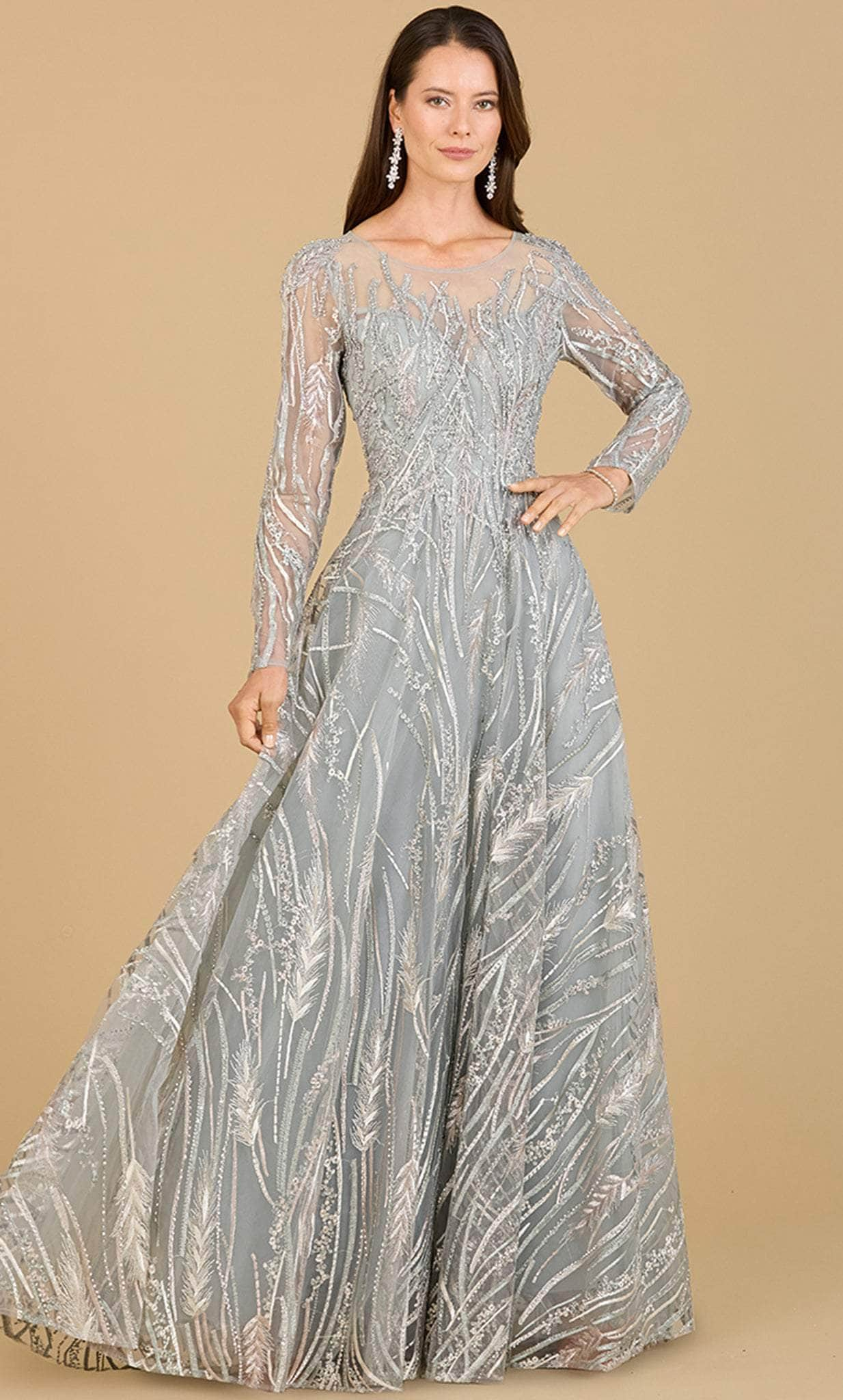 Lara Dresses 29192 - Long Sleeve Illusion Neck Evening Gown
