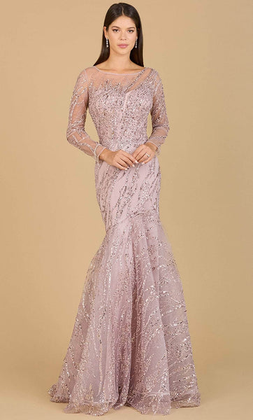 Long Sleeves Mermaid Floor Length Illusion Back Zipper Beaded Natural Waistline Scoop Neck Sweetheart General Print Evening Dress with a Brush/Sweep Train