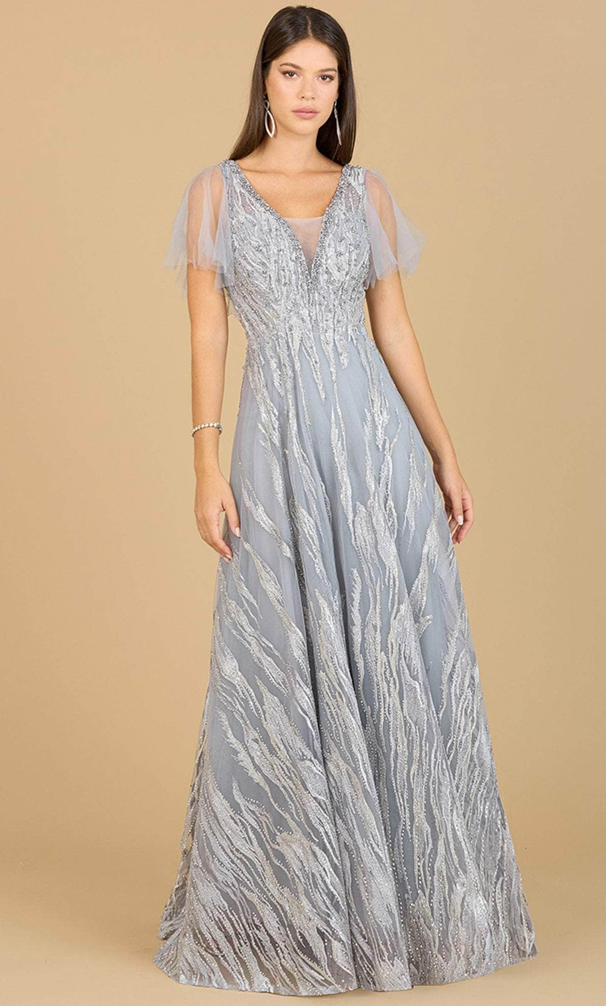 Lara Dresses 29201 - V-Neck Sheer Cape Sleeve Evening Gown
