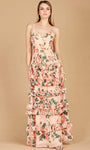 A-line Sleeveless Spaghetti Strap Empire Waistline Floral Print Sweetheart Lace-Up Chiffon Dress With Ruffles