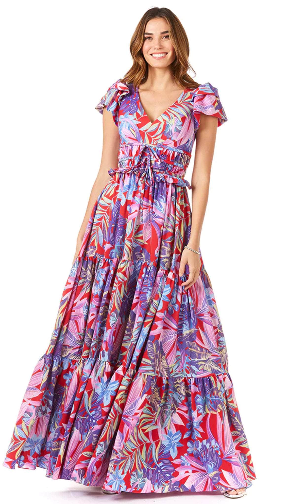 Lara Dresses 29276 - Ruffled Waist Maxi Dress
