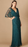 V-neck Sheath Back Zipper Beaded V Back Fall Natural Waistline Ball Gown Sheath Dress with a Brush/Sweep Train