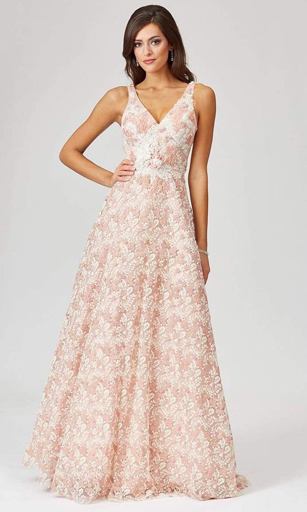 Lara Dresses - 29463 Embroidered V Neck A-Line Gown
