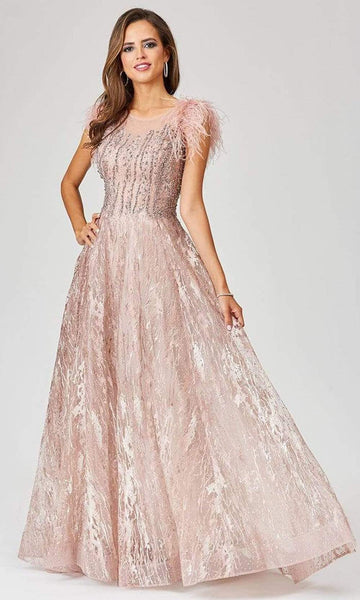 A-line Floor Length Natural Waistline Cap Sleeves Illusion Sheer Back Zipper Applique Jeweled Beaded Embroidered Bateau Neck Prom Dress With Rhinestones