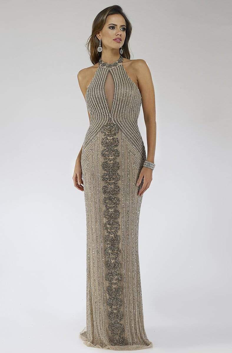Lara Dresses - 29600 Beaded Halter Sheath Evening Gown
