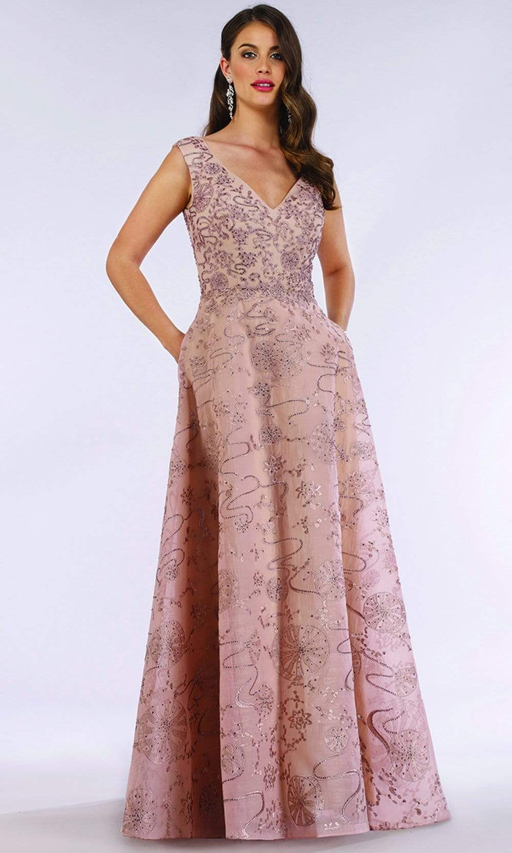 Lara Dresses - 29638 Bead Embellished V Neck A-Line Gown
