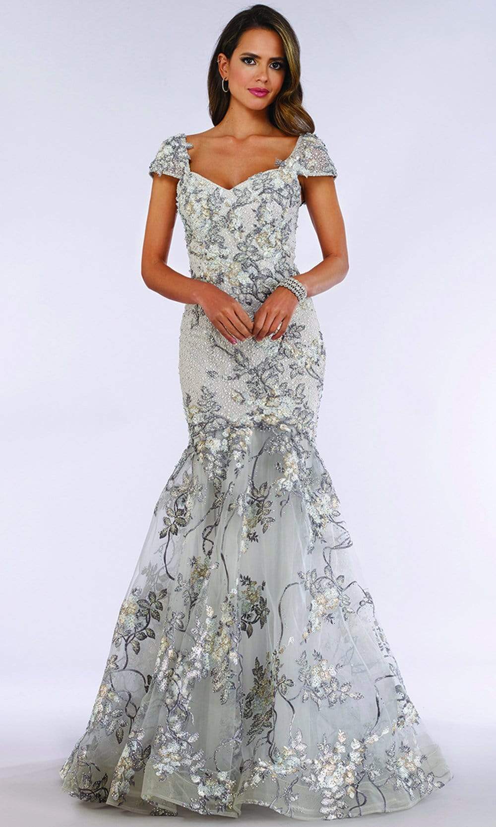 Lara Dresses - 29642 Short Sleeve Beaded Lace Mermaid Dress