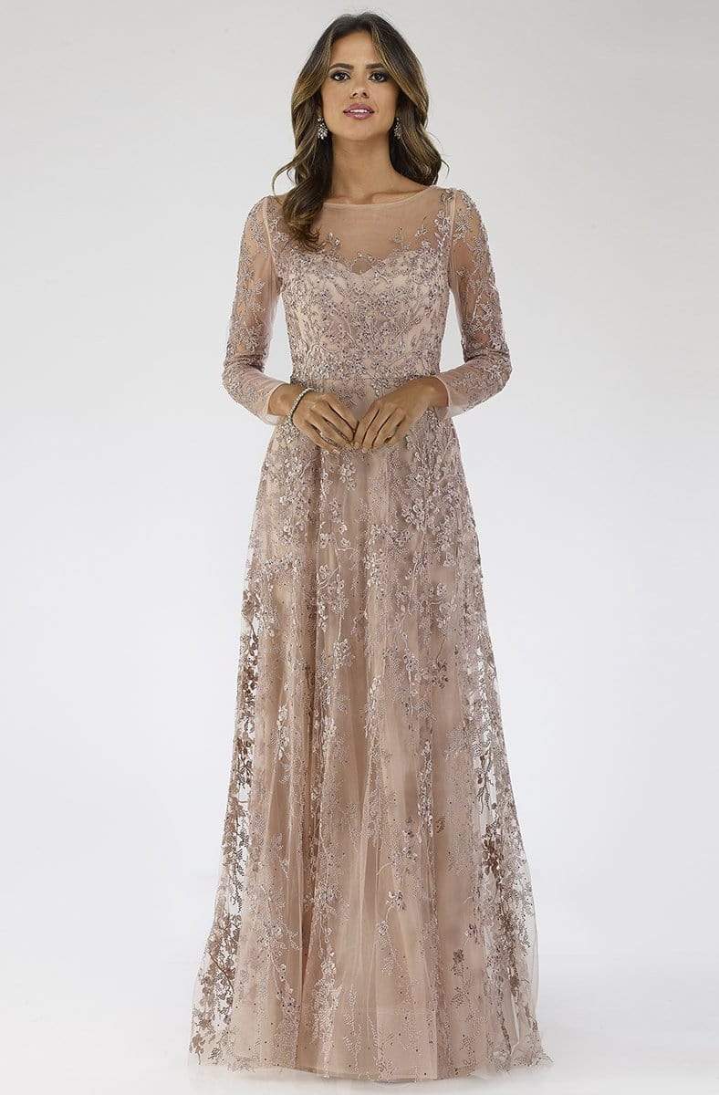 Lara Dresses - 29677 Illusion Long Sleeve Lace Applique A-Line Gown