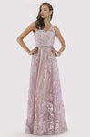 A-line V-neck Embroidered Fitted Goddess Back Zipper Sleeveless Natural Waistline Floor Length Short Dress
