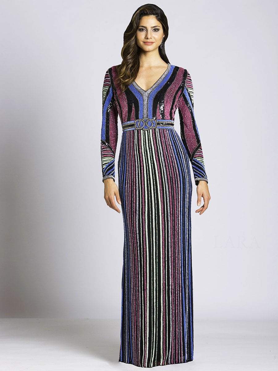 Lara Dresses - 33541 Multi-Colored V-neck Column Dress
